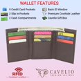 thumbnail image 2 of Cavelio Genuine Leather Mens RFID Blocking Slim Trifold Wallet Back ID Window with Gift Box Brown, 2 of 7