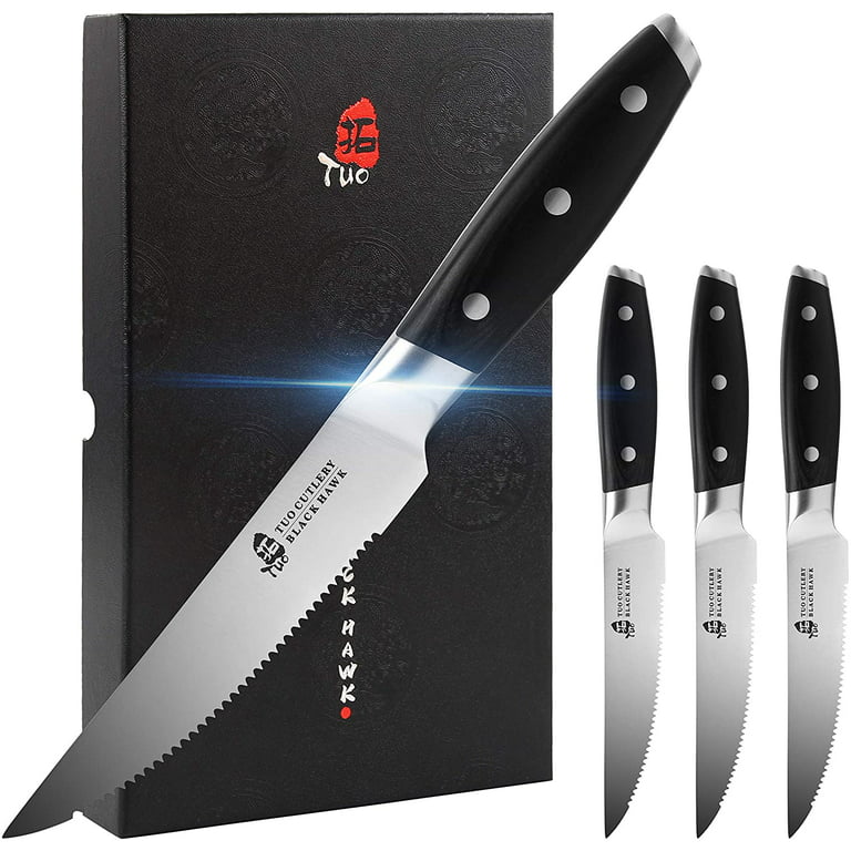  enowo Steak Knives Set of 4, Serrated Steak Knives