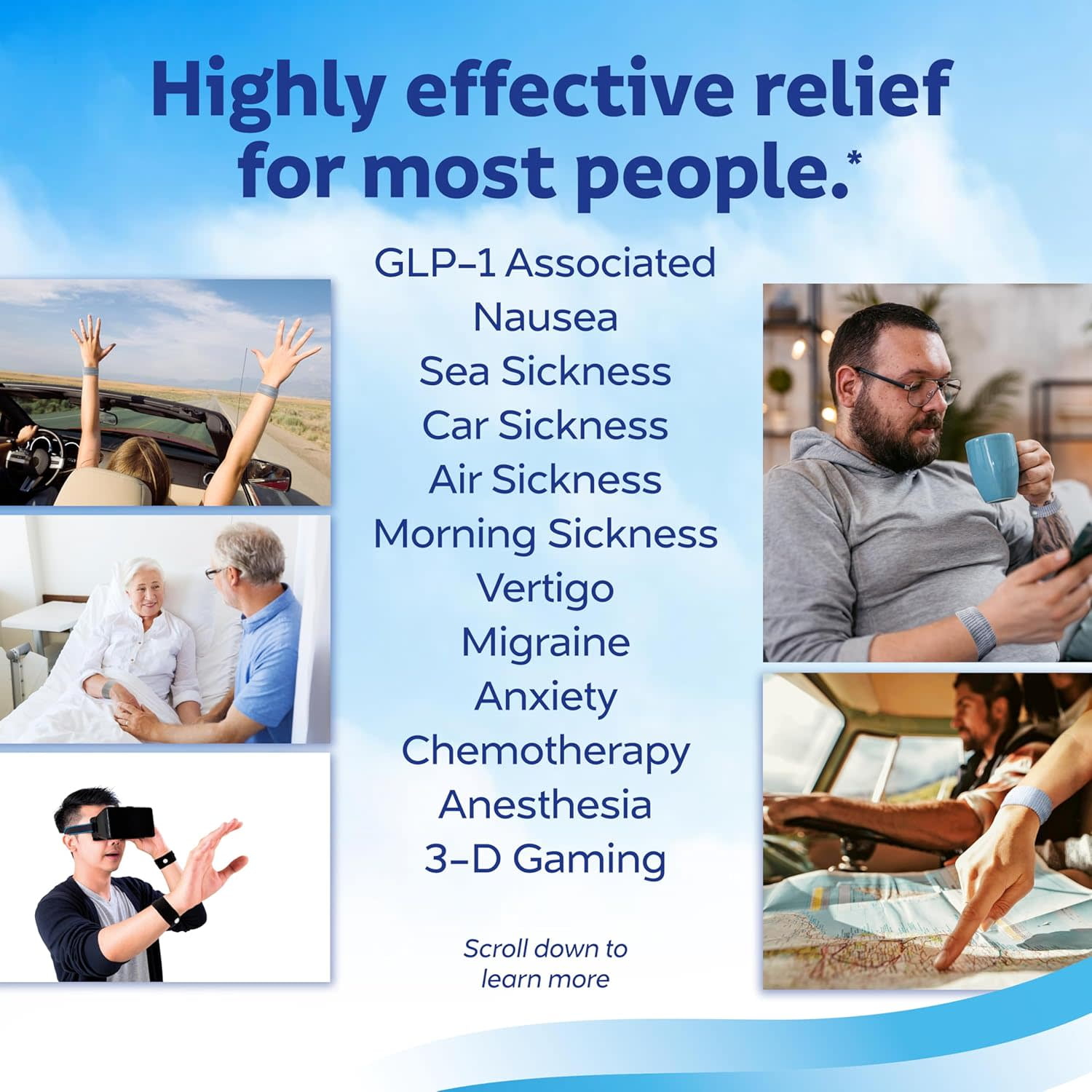 Sea-Band Nausea & Motion Sickness Acupressure Wristband, Adult, 1 Pair