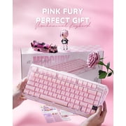 GravaStar Mercury K1 75% Wireless Mechanical Keyboard, Gasket Mount, 8000mAh Battery, Kailh Cherry Pink Linear Switches, RGB Lighting - Sakura Pink