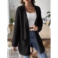 thumbnail image 4 of Open Front Women Casual Fall Sweater Long Sleeve with Pockets Sweater Cardigan Black XL, 4 of 9