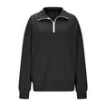 thumbnail image 6 of Ahdbta Womens Half Zip Oversized Sweatshirts Fleece Hoodless Hoodies Trendy Long Sleeve Pullover Tops Y2k Fall Clothes with Pocket, 6 of 8
