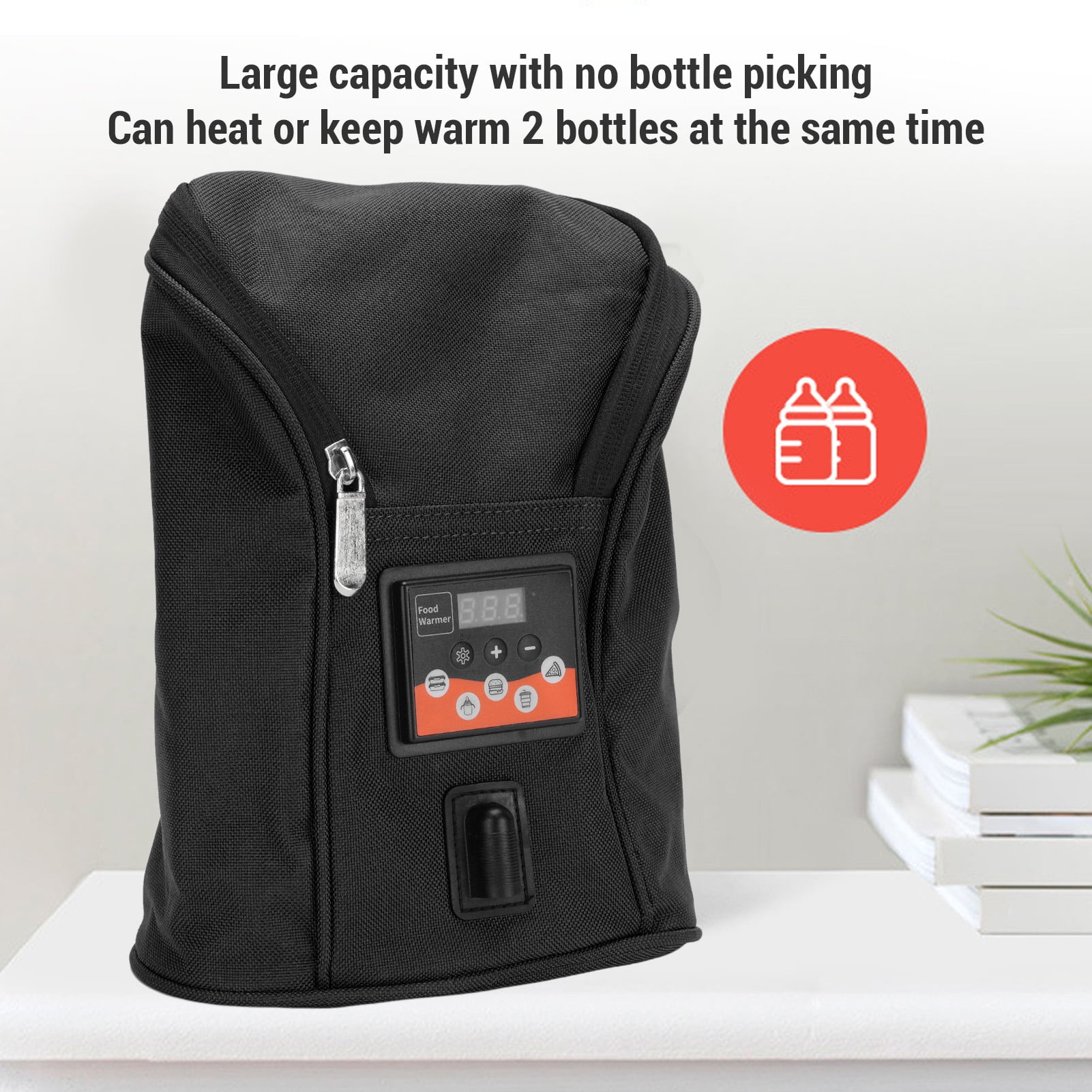 BIMZUC Premium Cordless Baby Bottle Warmer Bag Portable Insulated Breastmilk Heater with Adjustable Temperature Control for Car Outdoor Travel and Night Feeding Needs, Perfect for Newborns, Black