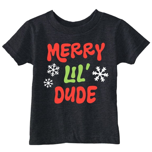 Toddler Funny T Shirts Merry Lil Dude Sarcastic Christmas Graphic Novelty Tee For Young Kids
