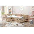 thumbnail image 5 of Twin Size L-shaped Platform Bed with Three Storage Drawers, Natural, 5 of 6