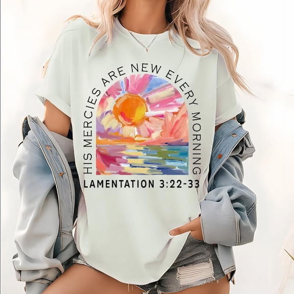 Biblical Hope T-Shirt - Lamentations 3:23 Inspired Print - Women's Breathable Casual Church Wear