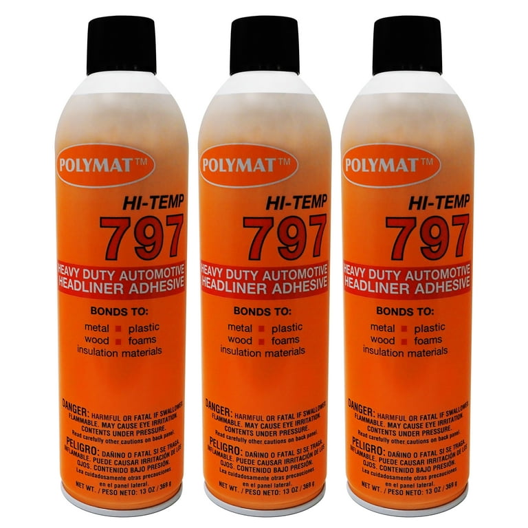 QTY3 Polymat 797 Hi-Temp Spray Can Glue Adhesive Bonds Flexible Foam to Fabric
