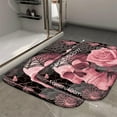 thumbnail image 2 of 1pc Pink Skull with Rose Absorbent Non-Slip Bathroom Thickened Flannel Rug Decor,Soft,Quick Drying,Suitable For Indoor/outdoor Use,Bathrooms,Bedrooms,Kitchens,Terrace,Laundry Rooms,16"x24", 2 of 9