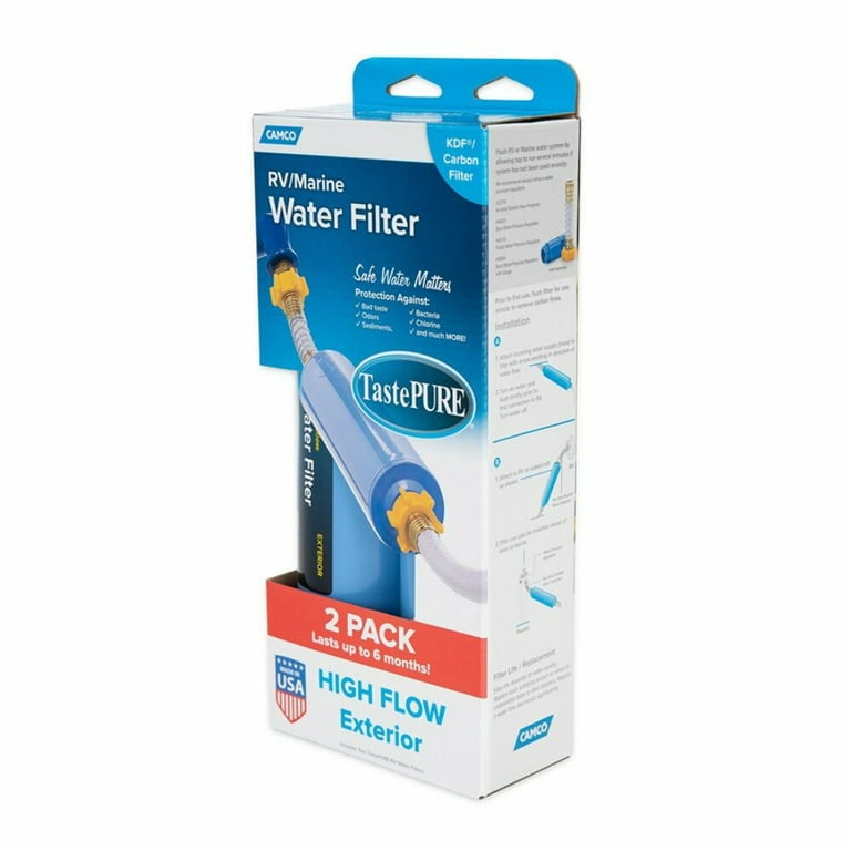 Camco TastePURE Camper/RV Water Filter | Inline Water Filter Reduces Bad  Taste, Odor, Chlorine & Sediment | Ideal for RVs, Campers, Travel Trailers