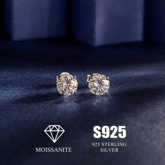 KIJ 1 Carat Round Cut Moissanite Stud Earrings,925 Sterling Silver Hypoallergenic Gra Certified for Men Women