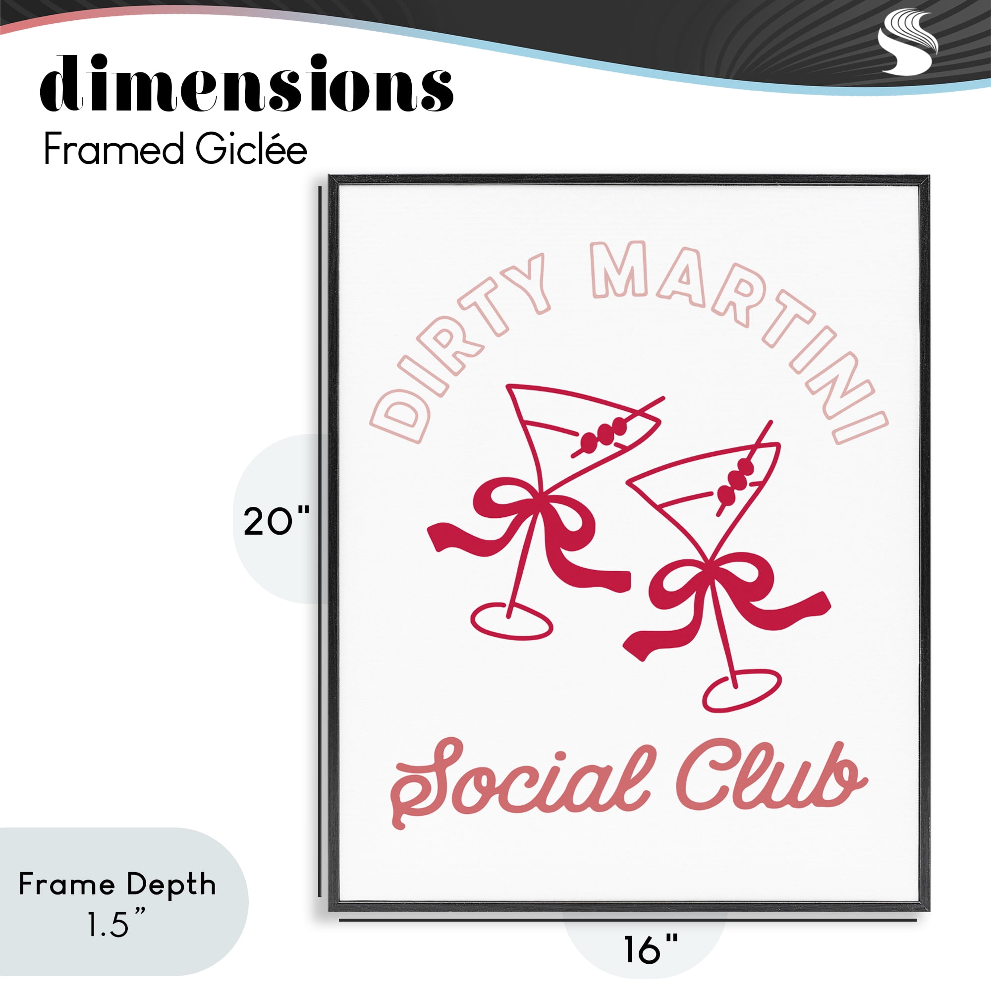 Stupell Industries Pink Martini Social Club Black Framed Giclee Art, design by Lettered and Lined