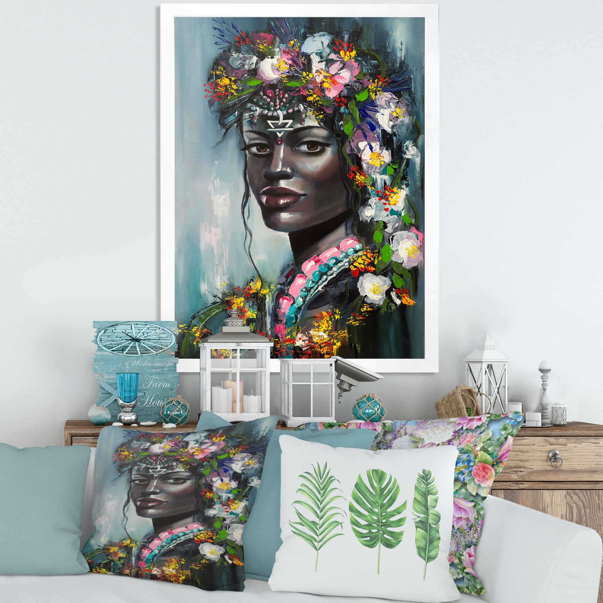 Designart 'Portrait Of Traditional African American Woman' Modern Framed Art Print