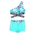 thumbnail image 3 of TTAO Girls 2 Piece Swimsuit Tropical One Shoulder Swim Tops with Shorts Summer Beachwear Swim Set Leaf 16, 3 of 5