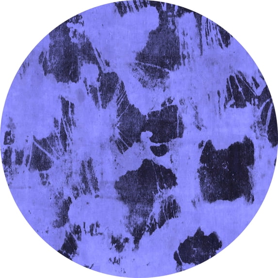 Ahgly Company Indoor Round Abstract Blue Modern Area Rugs, 3' Round