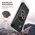 thumbnail image 6 of Compatible for Nokia C110 Case w/Tempered Glass Screen Protector [Military Grade] Ring Car Mount Kickstand Shockproof Hard Phone Case - Black, 6 of 7