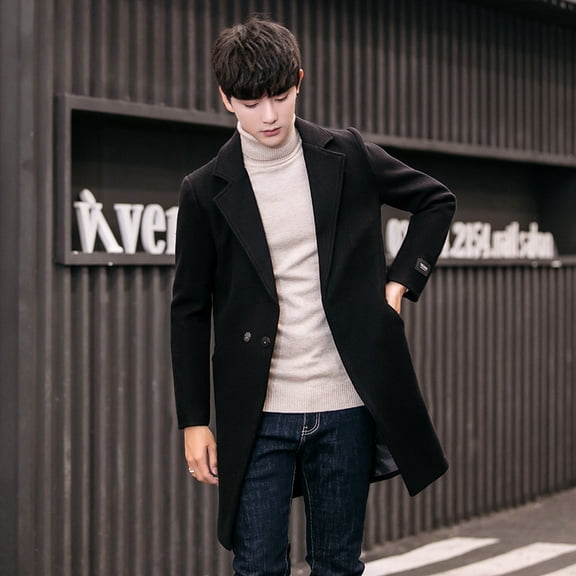 Autumn Winter men casual coat thicken trench business coat male solid classic overcoat medium long jackets