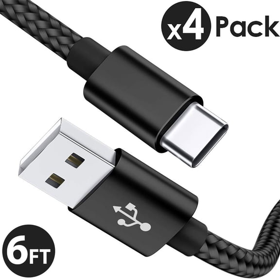 4x 6FT USB Type C Cable Fast Charging Cable USB-C Type-C 3.1 Data Sync Charger Cable Cord For Samsung Galaxy S10 S9 S9  Galaxy S8 S8 Plus Nexus 5X 6P OnePlus 2 3 LG G5 G6 V20 HTC M10 Google Pixel XL