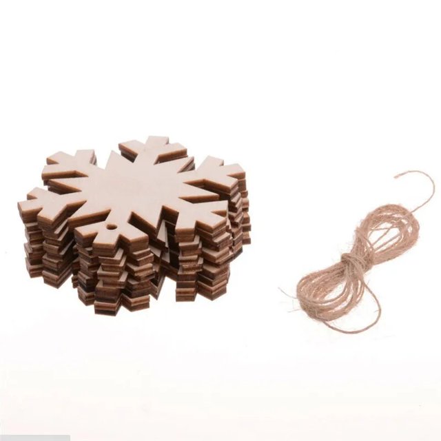 Adornos de madera para árbol de Navidad, espacios en blanco con cuerdas para manualidades, decoración de tarjetas, 10 piezas