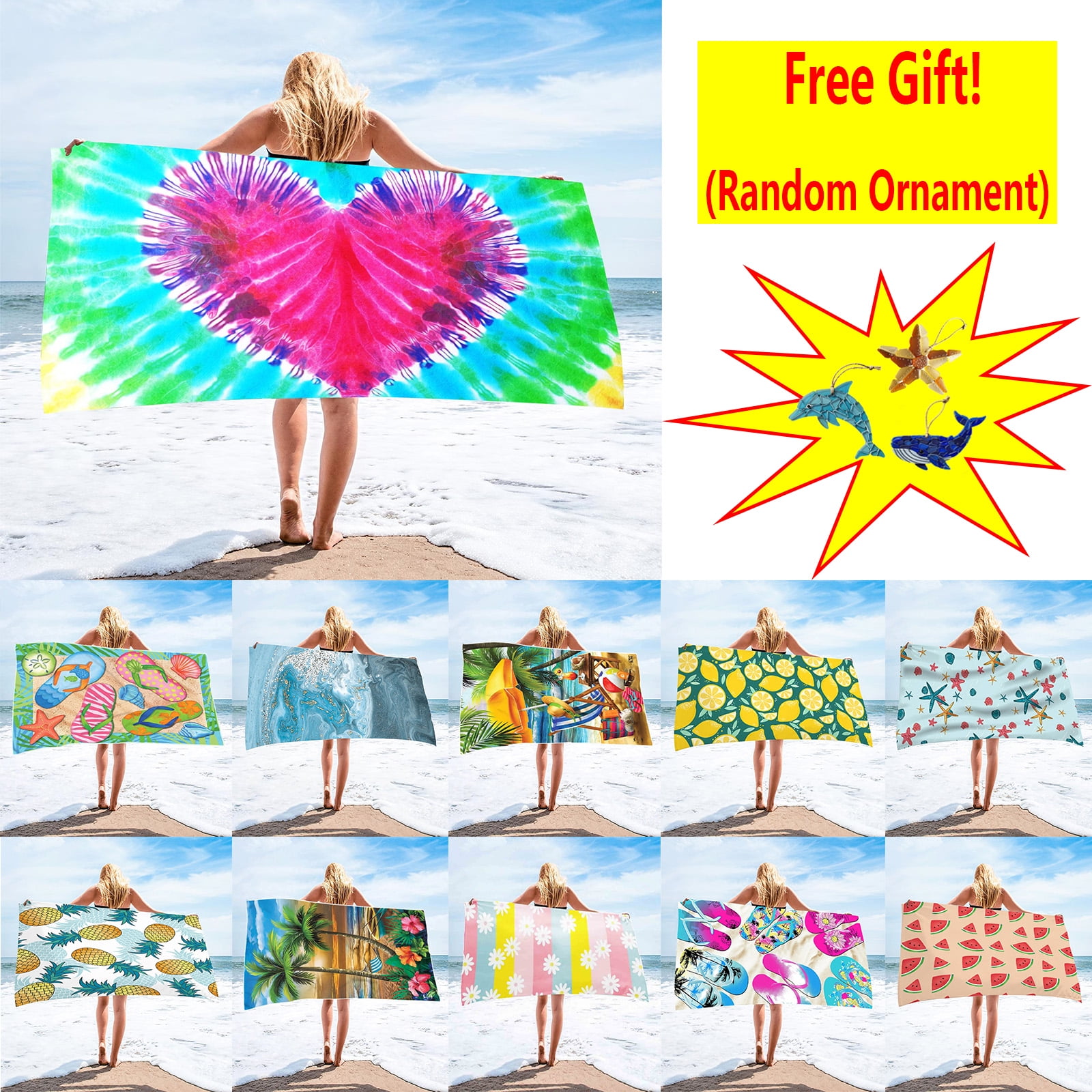 Nkmbld Pool Towels Microfiber Beach Towel Super Lightweight Colorful Sandproof Beach Blanket for Travel Swimming Pool 27.5x55.1 inch