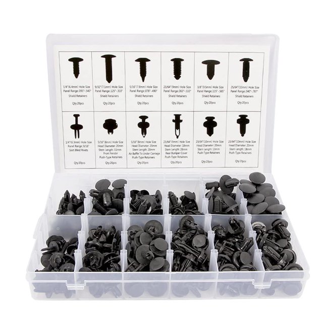 240 piezas de clips de parachoques, clips de automóvil, remaches de plástico, sujetadores, kit de retención a presión, tamaños más populares, juego de remaches de pasador a presión para auto