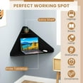 thumbnail image 4 of CRXX Corner Floating Desk, Wall Mounted Computer Desk with Storage Shelf, Space-Saving Writing Desk, Triangle Laptop Desk for Living Room, Study, Bedroom, Home Office & Small Spaces (Black), 4 of 10