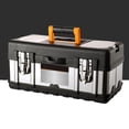 thumbnail image 1 of Caja de herramientas, contenedor sólido de gran espacio de doble capa para maletero de coche, garaje de casa 20 pulgadas Cola Caja de almacenamiento de caja de herramientas, 1 of 8