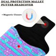 thumbnail image 3 of Haosy Blue Pink Stripes with Flowers Golf Mallet Putter Cover Strong Magnetic Leather Golf Club Headcover Closure, 3 of 7