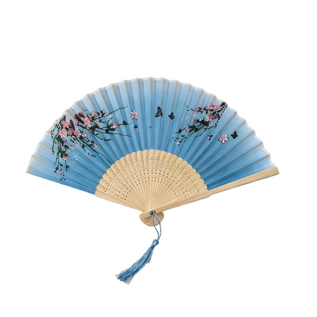 Paper Fan Decorations Classical Antique Style Folding Fan with Tassel for Stage Props and Wedding