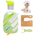 thumbnail image 1 of 8Pcs Kids Kitchen Cutter Toy Set with 3 Plastic Cutter/Potato Crinkle Cutter/Jagged Cutter/ Wooden Fruit Cutter/Fruit Vegetable Peeler/Cutting Board Safe Serrated Edges Cutter, 1 of 10