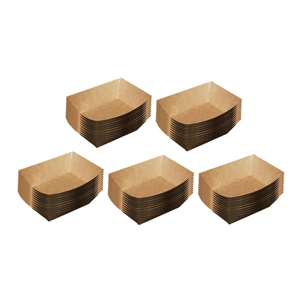 Bandejas para servir alimentos, no reutilizables, de papel kraft, resistentes al aceite, cestas para freír. 50 piezas