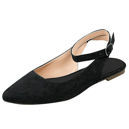 

HIBRO Women Ladies Fashion Pointed Toe Flat Buckle Casual Sandals Single Shoes