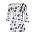 thumbnail image 4 of Fiudx Tops para Mujer Camiseta Estampada a La Moda para Mujer, Blusa con Mangas 3/4, Camisetas Informales con Cuello En V, 4 of 5