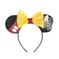 thumbnail image 3 of Diadema de Mickey con lazo de lentejuelas y lunares rojos y ondas, accesorios para el cabello de Mickey Mouse, horquilla Paradise Play, ropa cómoda, 3 of 6