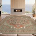 thumbnail image 2 of Design&I 8'x10' Washable Area Rug Snag-Free Bordered Symmetry Distressed Scroll Border Vintage Boho Ornate Playful for Dining Room, Large Office, Lounge, 2 of 7