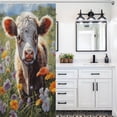 thumbnail image 6 of Farmhouse Highland Cow Funny Cattle And Flower Shower Curtain Modern Home Bathroom Bathtub Decor Waterproof Fabric with 12PCS Hooks, 6 of 8