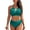 Green, variant on Womens Keyhole Bikinis Two Piece Swimsuits Ruched Tummy Control Bathing Suits