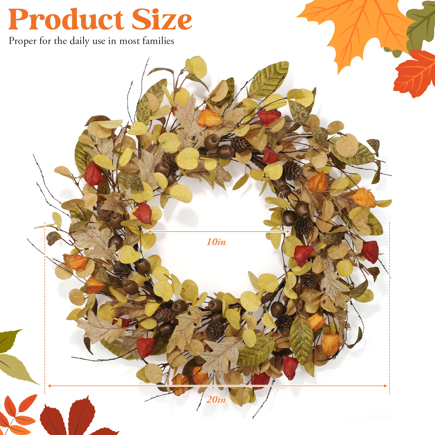 Scidweet 20in Autumn Fall Wreath with Eucalyptus photo 6