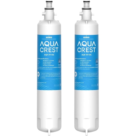 AQUA CREST FF19C Replacement for GE® RPWFE®, RPWF (with CHIP) Refrigerator Water Filter, Compatible with GYE22HMKES, GYS22GMNES, GYE22HBLTS, DFE28JSKSS, GFE28HMHES, GNE29GYNFS, 2 Filters