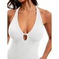 thumbnail image 6 of Women's Workout Tank Tops Summer Deep V Neck Racerback Ribbed Knit Fitted Going Out Camisole Tops White, 6 of 9