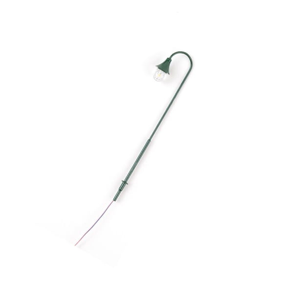 Monstrate Modelo de lámpara de vía férrea, farola a escala, accesorios de diseño de construcción, luz LED de parque de un solo cabezal, decoración de Artesanía Verde (blanco cálido)