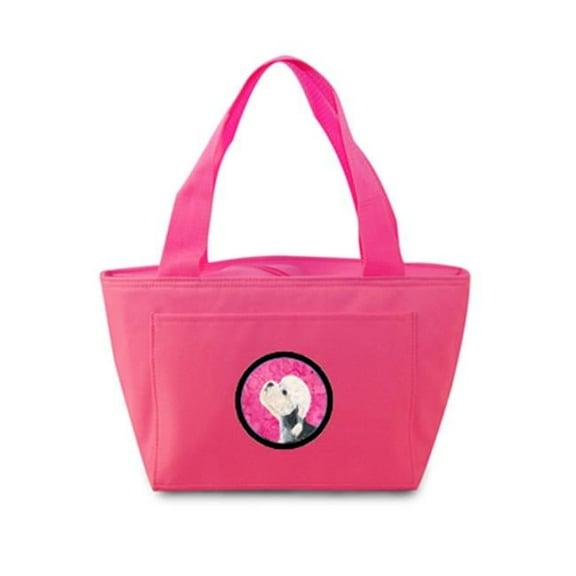 Pink Dandie Dinmont Terrier Zippered Insulated School Washable And Stylish Lunch Bag Cooler