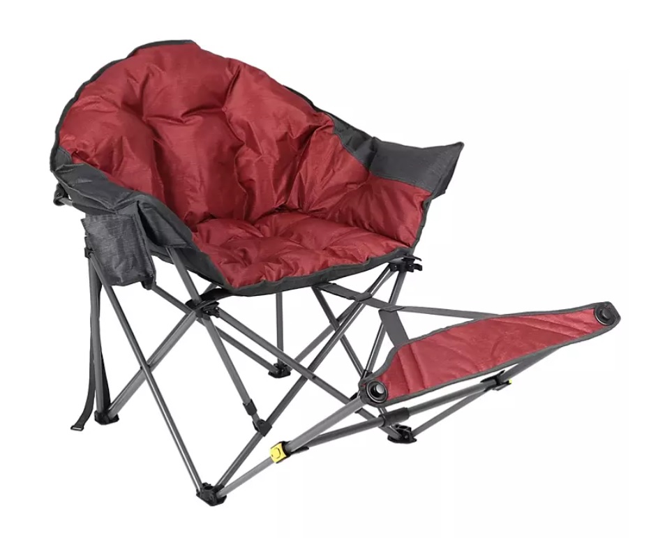 Cozy Club Chair With Footrest Burgundy