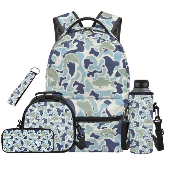 HUIACONG 5Pcs Strawberry Capybara Kids Backpack Set, 17 Inch Lightweight School Backpack with Lunch Bag, Pencil Case, Water Bottle Sleeve, Keychain
