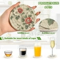 thumbnail image 2 of Yayeee 6 PCS Drink Coasters with Holder Set Woven Absorbent Round Tabletop Hot Pad, Red Floral Pattern, 2 of 7