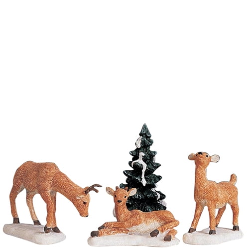 Lemax Village Collection 4” Dad and Fawns Resin Figurines, “Set of” 4