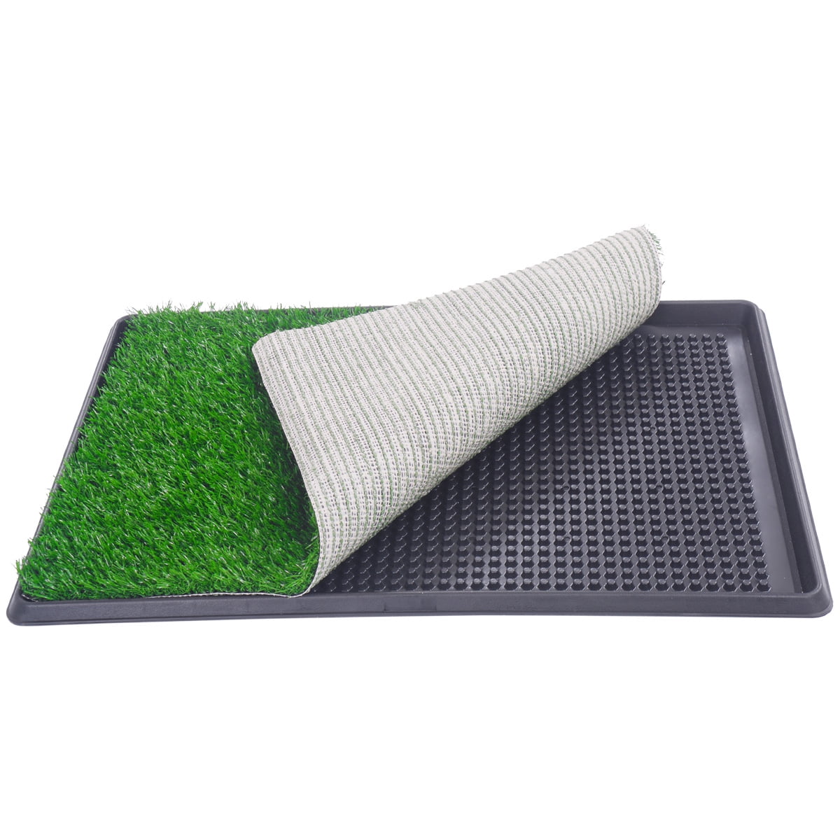 Coziwow 30"x 20" Artificial Dog Grass Pee Pad for Pet Potty Loo Indoor Training Outdoor Portable Toilet, 3-Layer System, Large