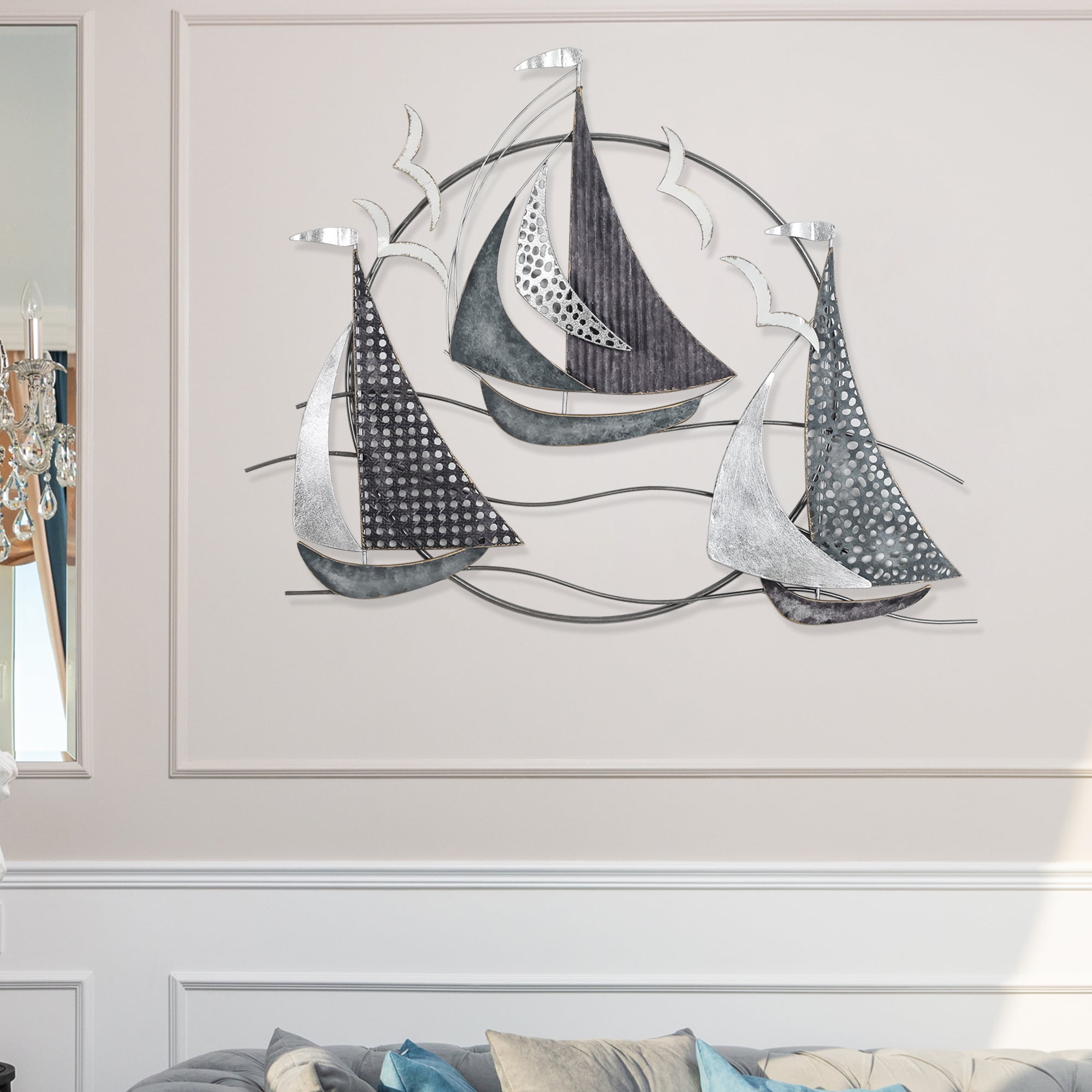 Homebeez Metal Sailboat Wall Decor, 3D Nautical Ship Wall Sculptures