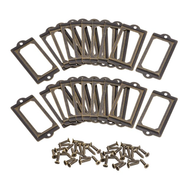 Unique Bargains 70x33mm Drawer Tag Label Metal Label Holder File Tag Frames Bronze Tone 30 Pack