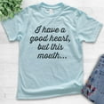 thumbnail image 2 of Kids I Have A Good Heart But This Mouth T-shirt, Youth Kids Boy Girl T-Shirt, Boss Lady Tee Sassy Girl Boss Tee, Light Blue, X-Large, 2 of 4