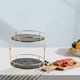 thumbnail image 4 of Cerámica Almacenamiento Bandeja Pantalla Soporte Doble Cosméticos Cosméticos Joyería Almacenamiento Mármol Patrón Cuarto de Baño Cómoda Encimera Decor Negro Baoblaze bandeja de almacenamiento, 4 of 8